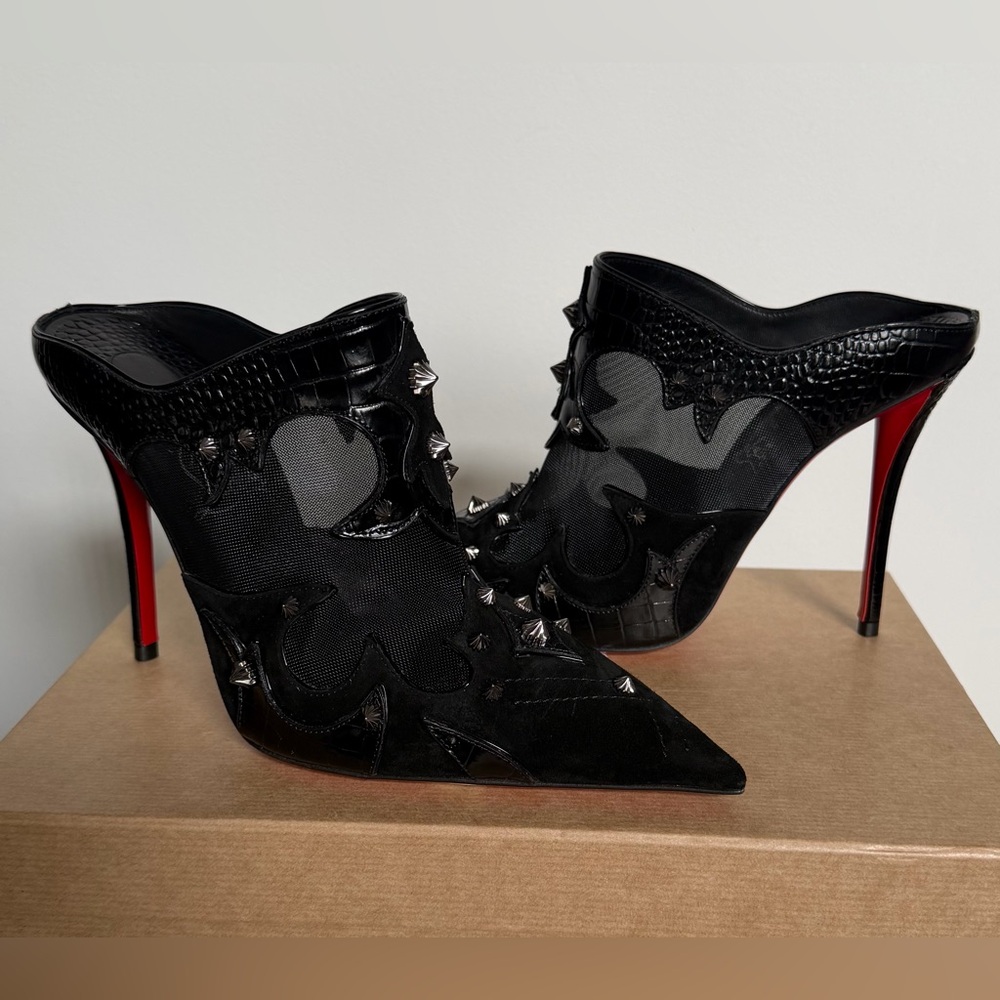 Christian Louboutin Black Mulatiag Spiked Mules